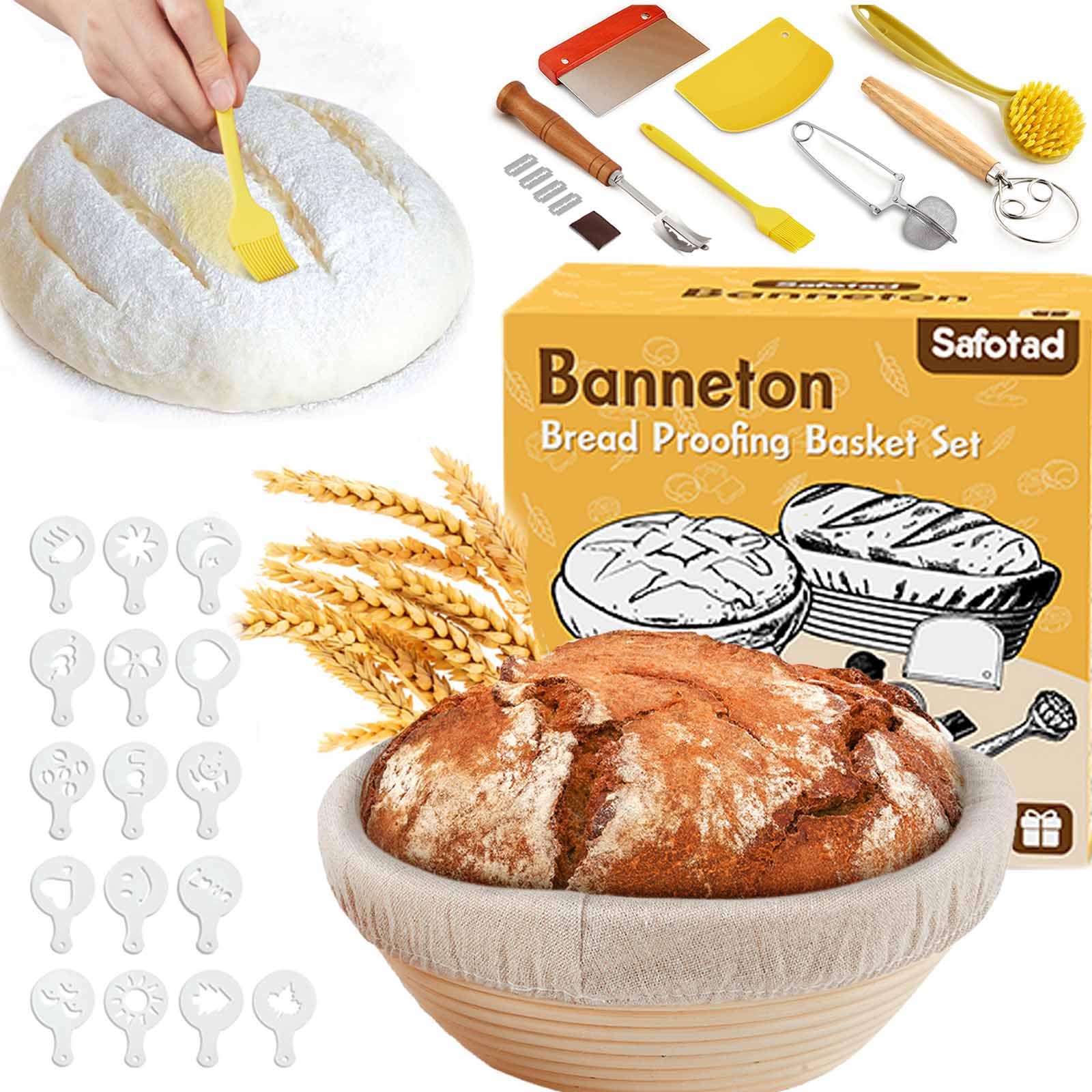 Amazon.com: Banneton Bread Proofing Basket, Sourdough Starter Kit